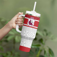 Queensland Tonga Custom Tumbler With Handle QLD with Tongan Ngatu Pattern