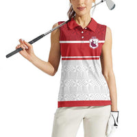 Queensland Tonga Custom Women Sleeveless Polo Shirt QLD with Tongan Ngatu Pattern