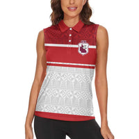 Queensland Tonga Custom Women Sleeveless Polo Shirt QLD with Tongan Ngatu Pattern