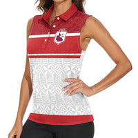 Queensland Tonga Custom Women Sleeveless Polo Shirt QLD with Tongan Ngatu Pattern