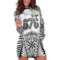 Personalised Tonga 676 Hoodie Dress - Tribal Kupesi Ngatu Unique LT9 White - Polynesian Pride