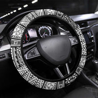 Tonga 676 Steering Wheel Cover Tribal Kupesi Ngatu Unique LT9 Universal Fit White - Polynesian Pride