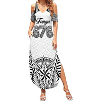 Personalised Tonga 676 Summer Maxi Dress Tribal Kupesi Ngatu Unique LT9 Women White - Polynesian Pride