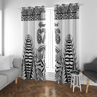 Personalised Tonga 676 Window Curtain Tribal Kupesi Ngatu Unique LT9 With Grommets White - Polynesian Pride