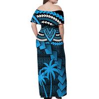 Fiji Rugby Off Shoulder Maxi Dress Go Fijian Tapa Arty with World Cup Vibe LT9 - Polynesian Pride