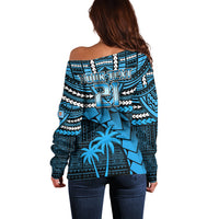 Custom Fiji Rugby Off Shoulder Sweater Go Fijian Tapa Arty with World Cup Vibe LT9 - Polynesian Pride