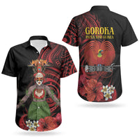 Huli Wigmen Tribe Hela Province Couples Matching Off The Shoulder Long Sleeve Dress and Hawaiian Shirt Papua New Guinea Indigenous Pattern LT9 - Polynesian Pride