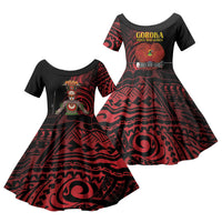 Huli Wigmen Tribe Hela Province Family Matching Long Sleeve Bodycon Dress and Hawaiian Shirt Papua New Guinea Indigenous Pattern LT9 Daughter's Dress Black - Polynesian Pride