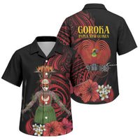 Huli Wigmen Tribe Hela Province Family Matching Off Shoulder Maxi Dress and Hawaiian Shirt Papua New Guinea Indigenous Pattern LT9 Son's Shirt Black - Polynesian Pride