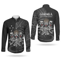 Skeleton Tribe Simbu Province Couples Matching Mermaid Dress and Long Sleeve Button Shirt Papua New Guinea Indigenous Pattern LT9 - Polynesian Pride