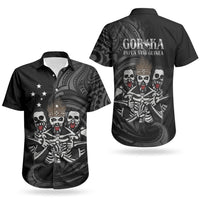 Skeleton Tribe Simbu Province Couples Matching Off The Shoulder Long Sleeve Dress and Hawaiian Shirt Papua New Guinea Indigenous Pattern LT9 - Polynesian Pride