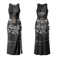 Skeleton Tribe Simbu Province Family Matching Tank Maxi Dress and Hawaiian Shirt Papua New Guinea Indigenous Pattern LT9 Mom's Dress Black - Polynesian Pride