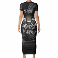 Skeleton Tribe Simbu Province Short Sleeve Bodycon Dress Papua New Guinea Indigenous Pattern LT9 - Polynesian Pride
