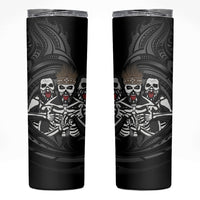 Skeleton Tribe Simbu Province Skinny Tumbler Papua New Guinea Indigenous Pattern LT9 Black - Polynesian Pride