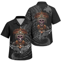 Mokomoko Tribe Eastern Highlands Province Family Matching Long Sleeve Bodycon Dress and Hawaiian Shirt Papua New Guinea Indigenous Pattern LT9 Son's Shirt Black - Polynesian Pride