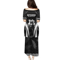 New Zealand Aotearoa Rugby Family Matching Puletasi Dress and Hawaiian Shirt Haka Dance Mixed Silver Fern Sporty Style LT9 - Polynesian Pride