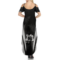 Custom New Zealand Aotearoa Rugby Summer Maxi Dress Haka Dance Mixed Silver Fern Sporty Style LT9 - Polynesian Pride