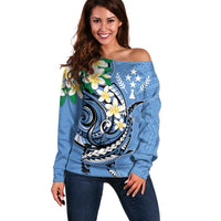 FSM Kosrae Polynesian Shark Tattoo Personalised Off Shoulder Sweater