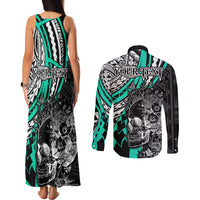 personalised-polynesia-skull-couples-matching-tank-maxi-dress-and-long-sleeve-button-shirts-tattoo-in-the-style-of-maori-with-marine-life-aqua