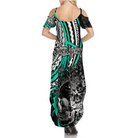 personalised-polynesia-skull-family-matching-summer-maxi-dress-and-hawaiian-shirt-tattoo-in-the-style-of-maori-with-marine-life-aqua