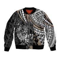 Personalised Polynesia Skull Bomber Jacket Tattoo In The Style Of Maori With Marine Life Gold LT9 Unisex Gold - Polynesian Pride
