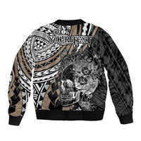 Personalised Polynesia Skull Bomber Jacket Tattoo In The Style Of Maori With Marine Life Gold LT9 - Polynesian Pride