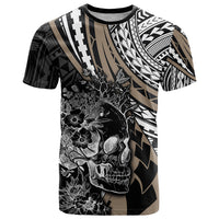 Personalised Polynesia Skull T Shirt Tattoo In The Style Of Maori With Marine Life Gold LT9 Gold - Polynesian Pride