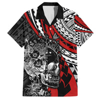 personalised-polynesia-skull-family-matching-summer-maxi-dress-and-hawaiian-shirt-tattoo-in-the-style-of-maori-with-marine-life-red