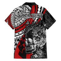 Personalised Polynesia Skull Hawaiian Shirt Tattoo In The Style Of Maori With Marine Life Red LT9 - Polynesian Pride