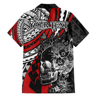 Personalised Polynesia Skull Hawaiian Shirt Tattoo In The Style Of Maori With Marine Life Red LT9 - Polynesian Pride