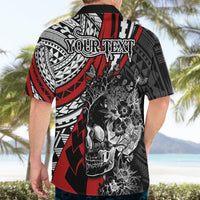 Personalised Polynesia Skull Hawaiian Shirt Tattoo In The Style Of Maori With Marine Life Red LT9 - Polynesian Pride
