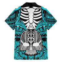 Personalised Polynesia Skull Hawaiian Shirt With Boars Tusk Aqua Arty Vibe LT9 - Polynesian Pride