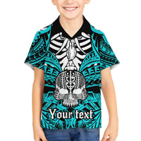Personalised Polynesia Skull Hawaiian Shirt With Boars Tusk Aqua Arty Vibe LT9 - Polynesian Pride