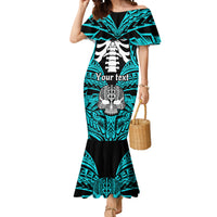Personalised Polynesia Skull Mermaid Dress With Boars Tusk Aqua Arty Vibe LT9 Women Aqua - Polynesian Pride
