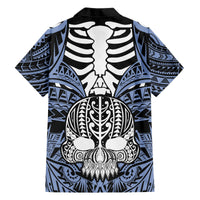 Personalised Polynesia Skull Hawaiian Shirt With Boars Tusk Blue Arty Vibe LT9 - Polynesian Pride