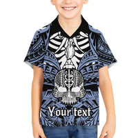 Personalised Polynesia Skull Kid Hawaiian Shirt With Boars Tusk Blue Arty Vibe LT9 Kid Blue - Polynesian Pride