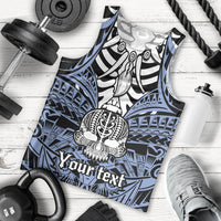 Personalised Polynesia Skull Men Tank Top With Boars Tusk Blue Arty Vibe LT9 Blue - Polynesian Pride