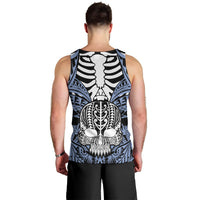 Personalised Polynesia Skull Men Tank Top With Boars Tusk Blue Arty Vibe LT9 - Polynesian Pride