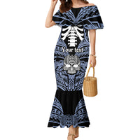 Personalised Polynesia Skull Mermaid Dress With Boars Tusk Blue Arty Vibe LT9 Women Blue - Polynesian Pride