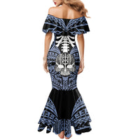 Personalised Polynesia Skull Mermaid Dress With Boars Tusk Blue Arty Vibe LT9 - Polynesian Pride
