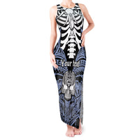 Personalised Polynesia Skull Tank Maxi Dress With Boars Tusk Blue Arty Vibe LT9 Women Blue - Polynesian Pride