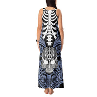 Personalised Polynesia Skull Tank Maxi Dress With Boars Tusk Blue Arty Vibe LT9 - Polynesian Pride