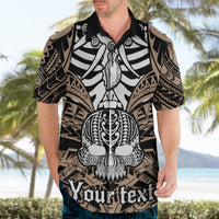 Personalised Polynesia Skull Hawaiian Shirt With Boars Tusk Gold Arty Vibe LT9 - Polynesian Pride