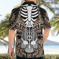 Personalised Polynesia Skull Hawaiian Shirt With Boars Tusk Gold Arty Vibe LT9 - Polynesian Pride