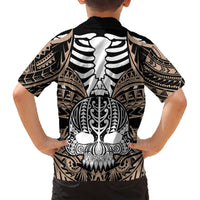 Personalised Polynesia Skull Hawaiian Shirt With Boars Tusk Gold Arty Vibe LT9 - Polynesian Pride