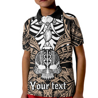 Personalised Polynesia Skull Kid Polo Shirt With Boars Tusk Gold Arty Vibe LT9 Kid Gold - Polynesian Pride