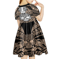 Personalised Polynesia Skull Kid Short Sleeve Dress With Boars Tusk Gold Arty Vibe LT9 - Polynesian Pride