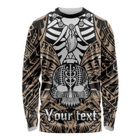 Personalised Polynesia Skull Long Sleeve Shirt With Boars Tusk Gold Arty Vibe LT9 Unisex Gold - Polynesian Pride