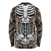 Personalised Polynesia Skull Long Sleeve Shirt With Boars Tusk Gold Arty Vibe LT9 - Polynesian Pride
