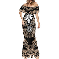 Personalised Polynesia Skull Mermaid Dress With Boars Tusk Gold Arty Vibe LT9 - Polynesian Pride